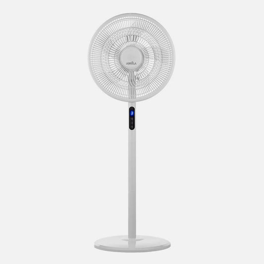 Ventilador De Pie Icono Blanco 3 velocidades 45w 119x44x40 Oscilante 5 aspas c/ Remoto, temporizador