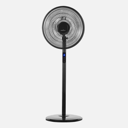 Ventilador De Pie Icono Negro 3 velocidades 45w 119x44x40 Oscilante 5 aspas c/ Remoto, temporizador