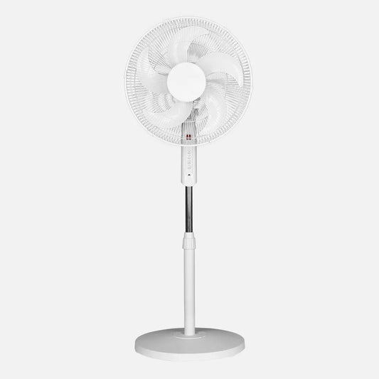 Ventilador De Pie Liberty Blanco 3 velocidades 45w 5 aspas Fijo Y Rotatorio C/remoto Y Temporizador Regulable 43x43cm