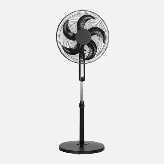 Ventilador De Pie Liberty Negro 3 velocidades 45w 5 aspas Fijo Y Rotatorio C/remoto Y Temporizador Regulable 43x43cm