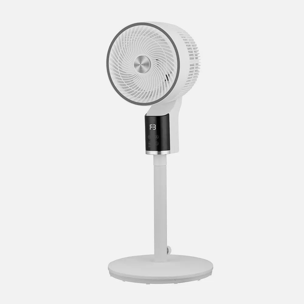 Ventilador De Pie Persa Blanco/cromo 50w 3 velocidades Regulable 33x33cm Oscilante Display, moto Y Temporizador