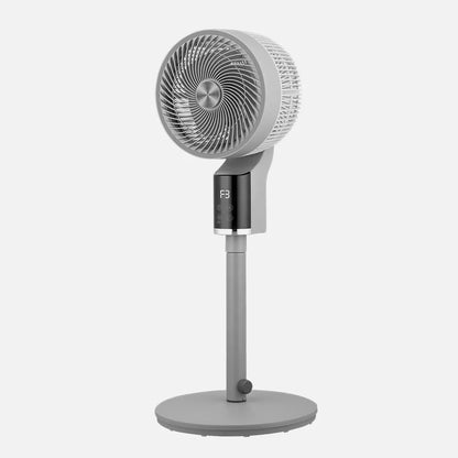 Ventilador De Pie Persa Gris/cromo 50w 3 velocidades Regulable 33x33cm Oscilante, Display, Remoto Y Temporizador