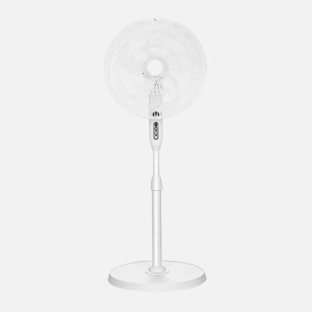 Ventilador De Pie Siluro Blanco 3 velocidades 50w 5 aspas Fijo Y Rotatorio Regulable 42x42cm