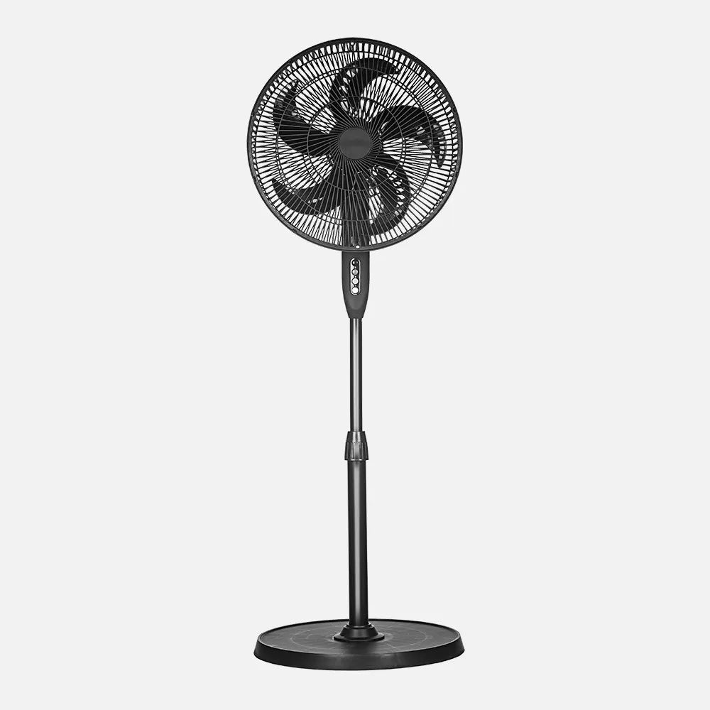 Ventilador De Pie Siluro Negro 3 velocidades 50w 5 aspas Fijo Y Rotatorio Regulable 42x42cm