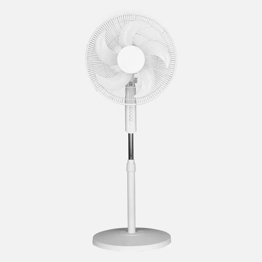 Ventilador De Pie Spirit Blanco 3 velocidades 50w 5 aspas Fijo Y Rotatorio Regulable 43x43cm