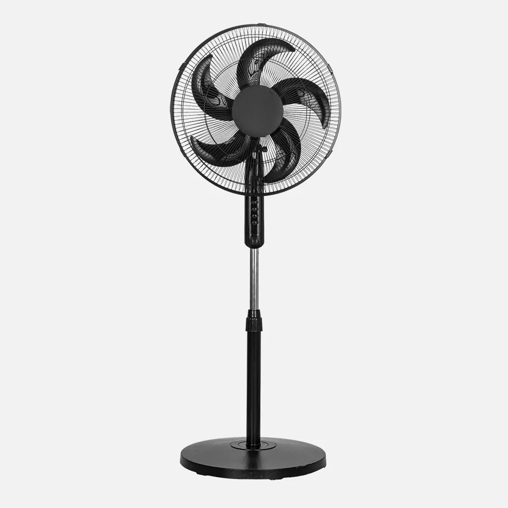 Ventilador De Pie Spirit Negro 3 velocidades 50w 5 aspas Fijo Y Rotatorio Regulable 43x43cm