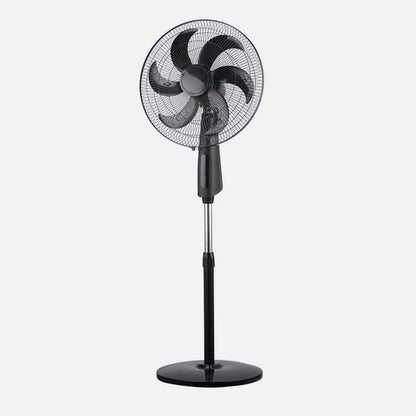 Ventilador De Pie Tolon Negro 3 Velocidades 85w 6 aspas Remoto Temporizador 3 modos De Aire Regulable 50x43 Cm