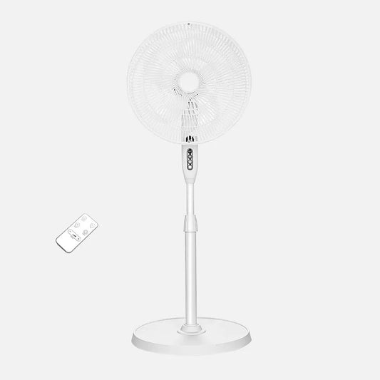 Ventilador De Pie Verdel Blanco 3 velocidades 50w 5 aspas Fijo/rotatorio C/remoto Y Temporizador Regulable 42x42cm