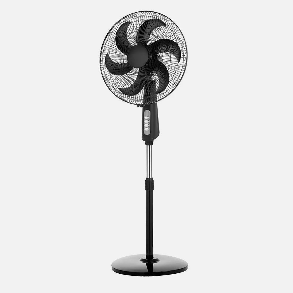 Ventilador De Pie Granizo Negro 3 Velocidades 85w 6aspas Orientable Regulable 50x43 Cm