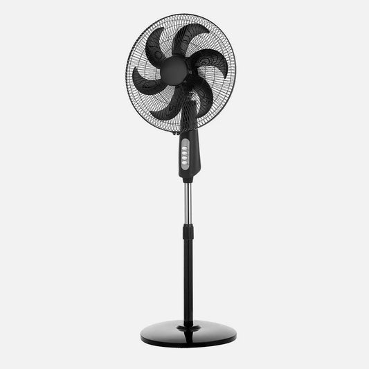 Ventilador De Pie Granizo Negro 3 Velocidades 85w 6aspas Orientable Regulable 50x43 Cm