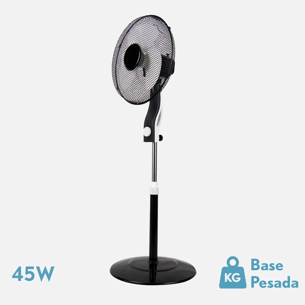 Ventilador De Pie Magico Negro/blanco 3 Velocidades 45w 3 aspas Orientable Fijo Y Rotatorio Regulable 41x41 Cm