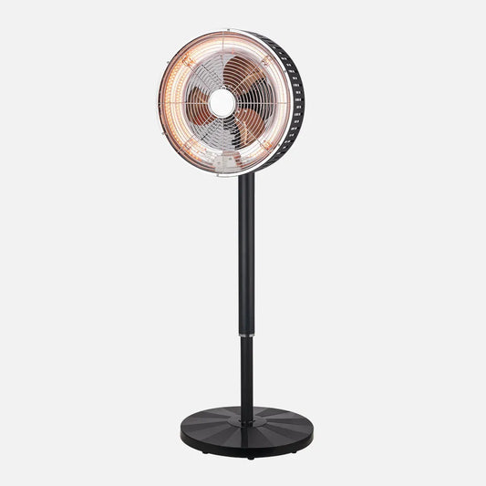 Ventilador Pie 2en1 Practico Negro Frio/calor 3 aspas 55w/1500w Remoto + protección de seguridad. temporizador, Regulable 35x35cm