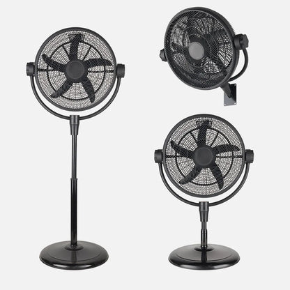 Ventilador Pie 3x1 Aifos Negro 3vel 90w 5 aspas Rotación manual Suelo/pared/sobremesa Orientable Regulable 61x61cm