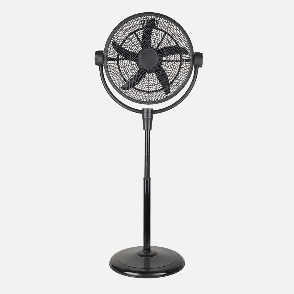 Ventilador Pie 3x1 Aifos Negro 3vel 90w 5 aspas Rotación manual Suelo/pared/sobremesa Orientable Regulable 61x61cm