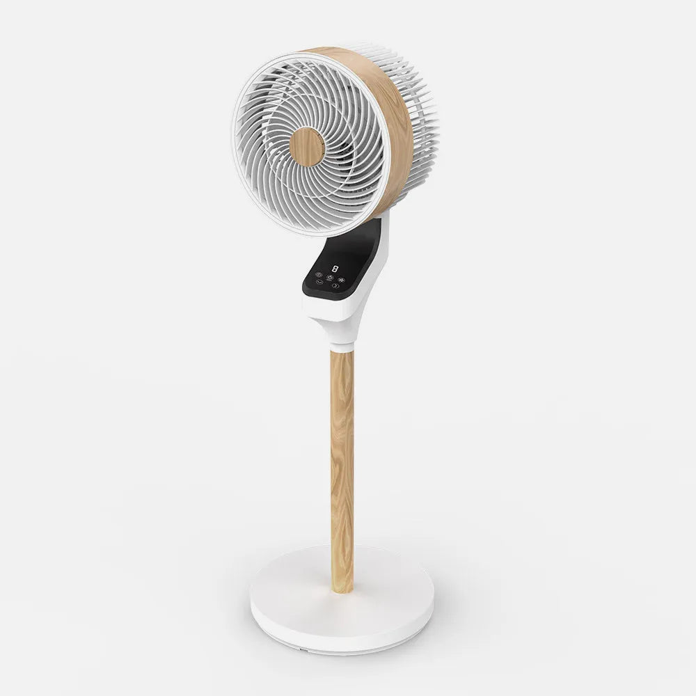 Ventilador Pie Bizancio Blanco/haya 50w 3 velocidades 95x30x30 Oscilante, táctil Display, remoto, temporizador