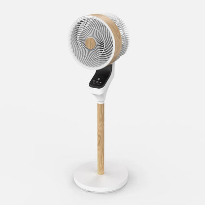 Ventilador Pie Bizancio Blanco/haya 50w 3 velocidades 95x30x30 Oscilante, táctil Display, remoto, temporizador