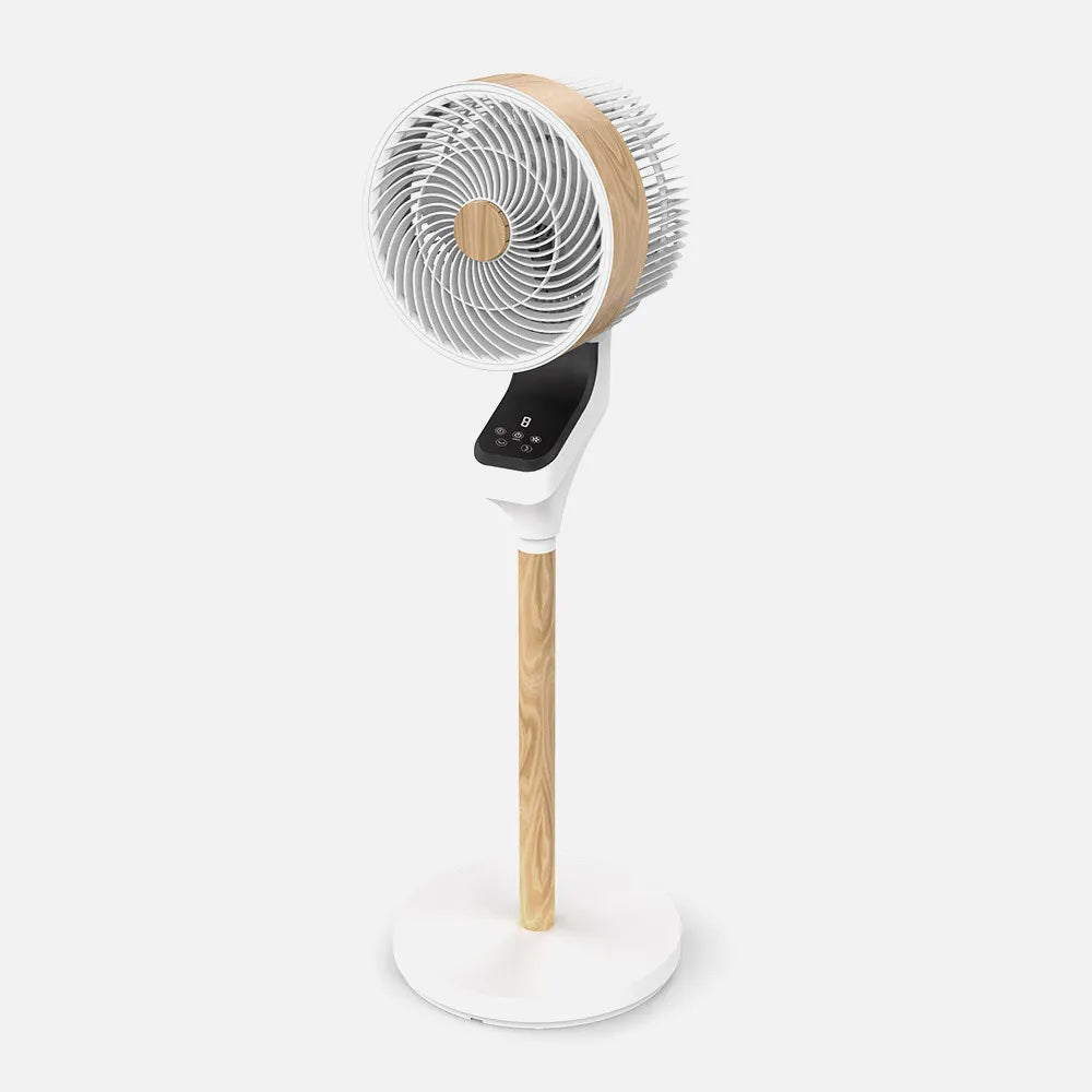 Ventilador Pie Bizancio Blanco/haya 50w 3 velocidades 95x30x30 Oscilante, táctil Display, remoto, temporizador