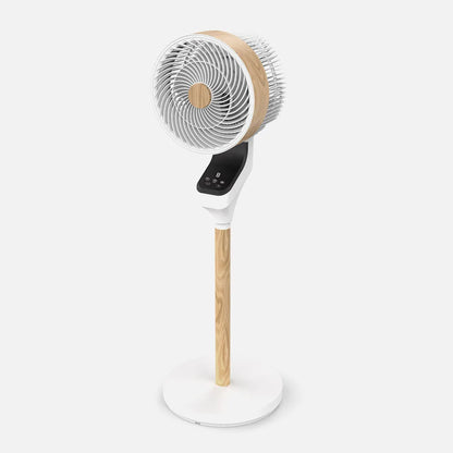 Ventilador Pie Bizancio Blanco/haya 50w 3 velocidades 95x30x30 Oscilante, táctil Display, remoto, temporizador