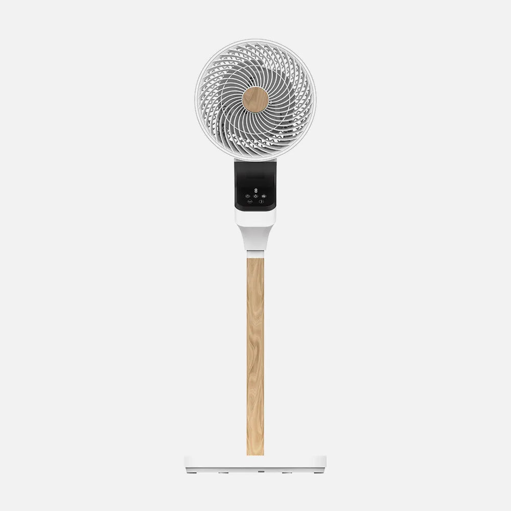 Ventilador Pie Bizancio Blanco/haya 50w 3 velocidades 95x30x30 Oscilante, táctil Display, remoto, temporizador