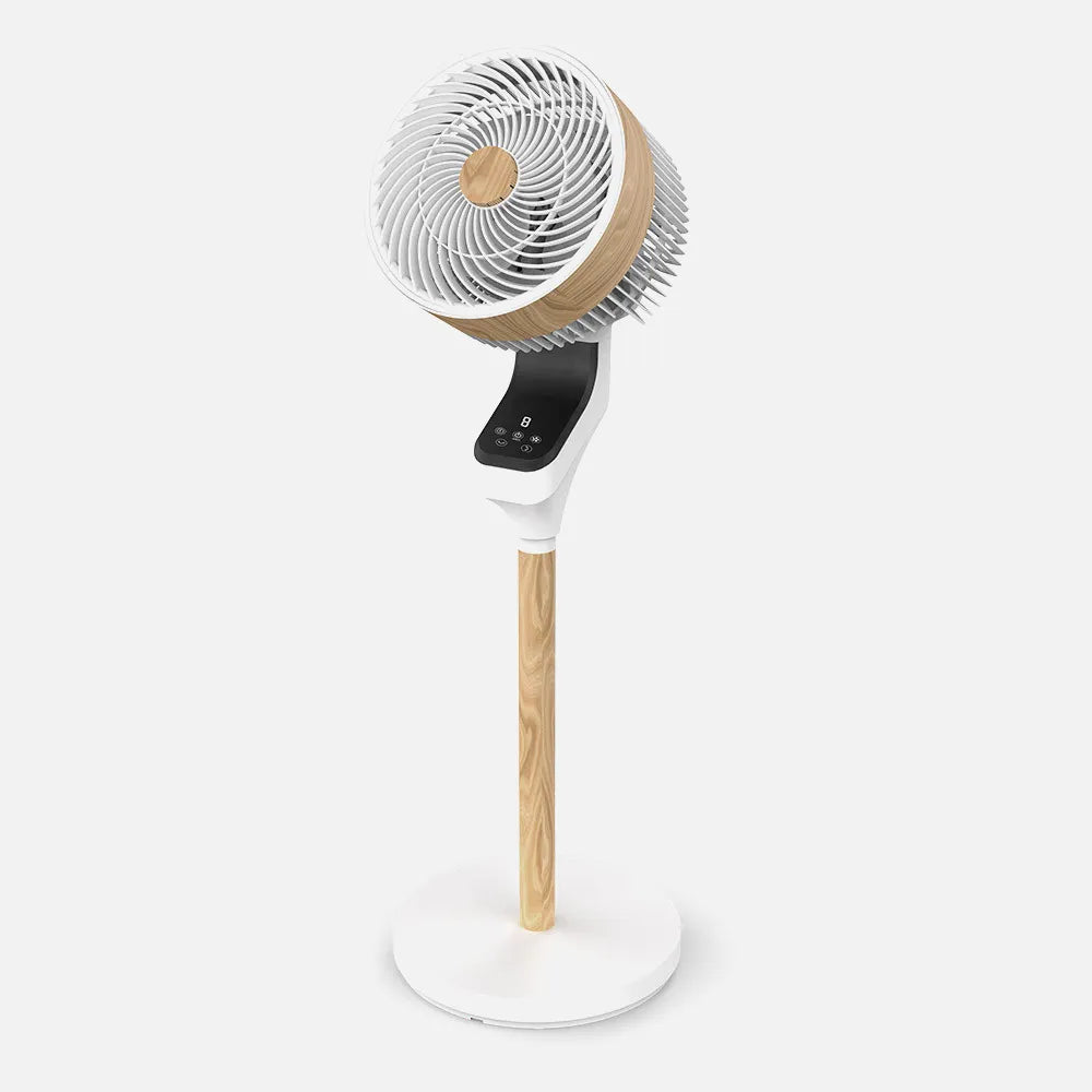 Ventilador Pie Bizancio Blanco/haya 50w 3 velocidades 95x30x30 Oscilante, táctil Display, remoto, temporizador